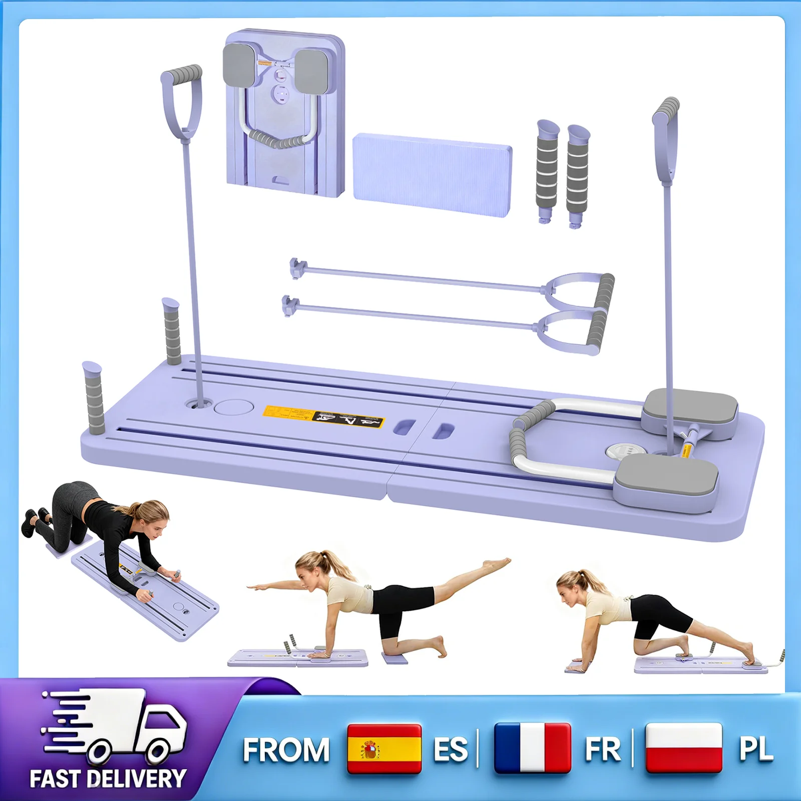 Planche d'entraînement multifonctionnelle pour les abdominaux avec rebond automatique et genouillère intégrée