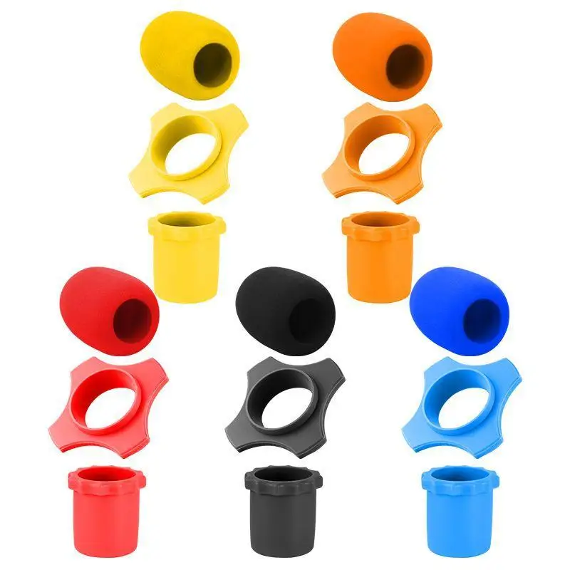 3Pcs/set Shakeproof Anti-Rolling Ring Wireless Handheld Microphone Mic Protection Silicone Bottom Rod Sleeve Holder Set For KTV