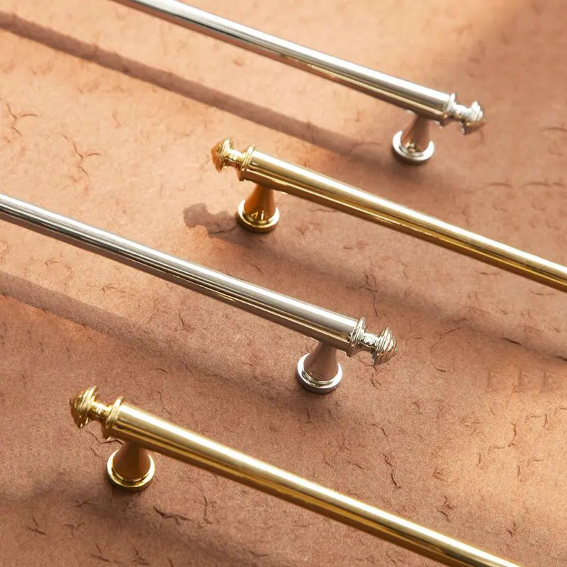 

Solid Brass Bright Gold Kitchen Cabinet Handles Chrome Bedroom Wardrobe Dresser Pulls Drawer Knobs French Furniture Hardware