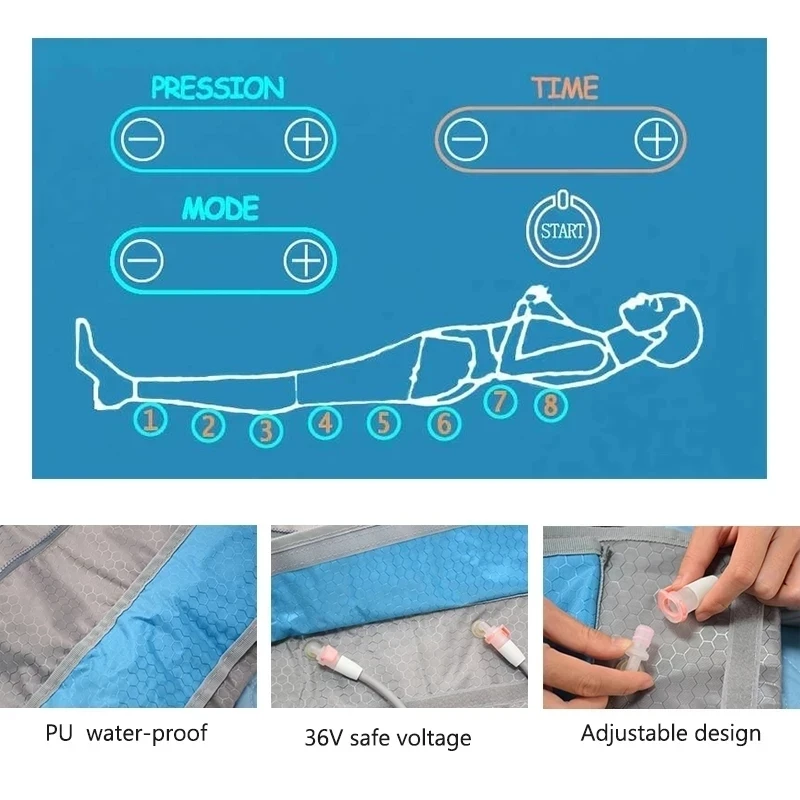 Dispositivo de pérdida de peso de presión de aire profesional portátil, máquina de terapia de ropa de masaje de drenaje linfático de Sauna, salón