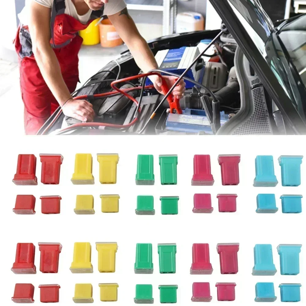 40Pcs Box Shaped Mini Car Fuse Combination Kit Box Shaped Fuses Assortment Kit (20A, 30A, 40A, 50A, 60A, 80A) For Cars, Trucks