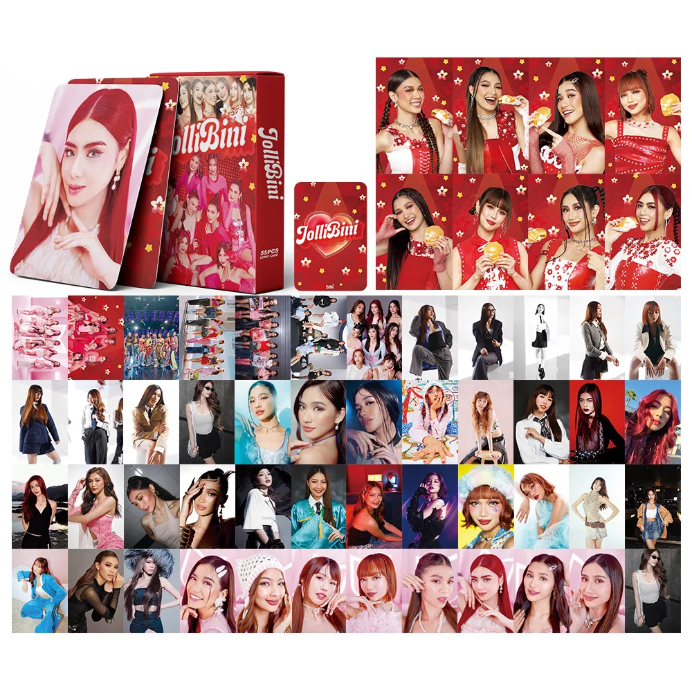 55Pcs/Box KPOP BINI JolliBini Album Two Sides Photocards Stacey Jhoanna Mikha Sheena Fashion Lomo Cards Postcards Fans Gifts