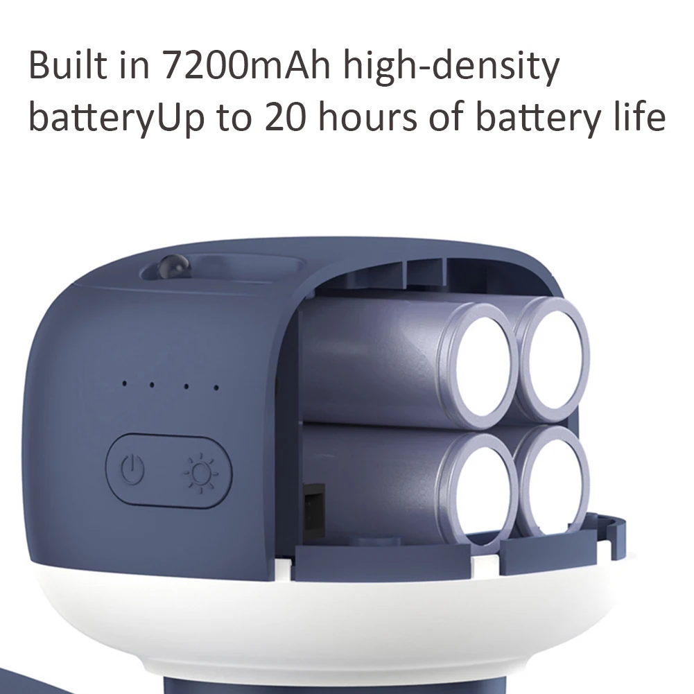 Ventilador de acampamento com bateria, controle remoto, 3 velocidades, luz LED portátil, ventilador de teto suspenso para casa, cama ao ar livre, 3600mAh