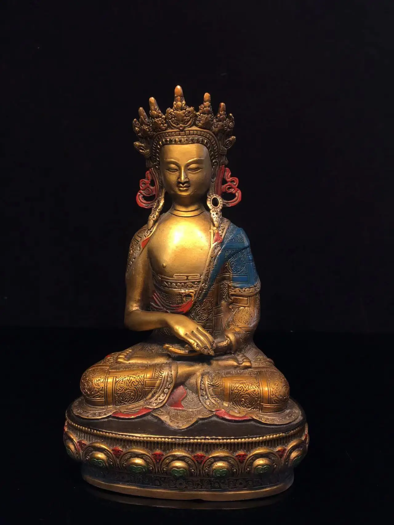 

Rare old copper Hand-painted Trer Po Po buddha statue,Free shipping