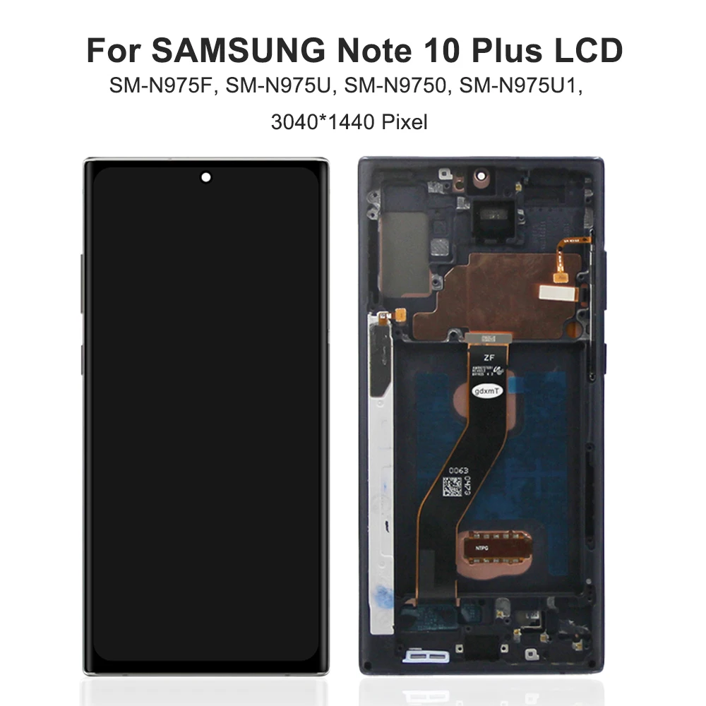 Note 10 Plus Screen Replacement AMOLED For Samsung Note10+ LCD Display N975F N975 N975W Touch Digitizer With Frame