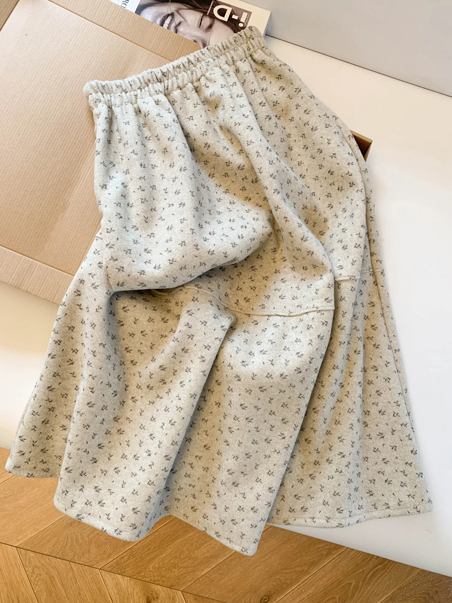 

Puffy A-Line Midi Skirt Women's Winter Thiened Woolen Flud High Waist Knot Sweet Sle Casual Long Pants