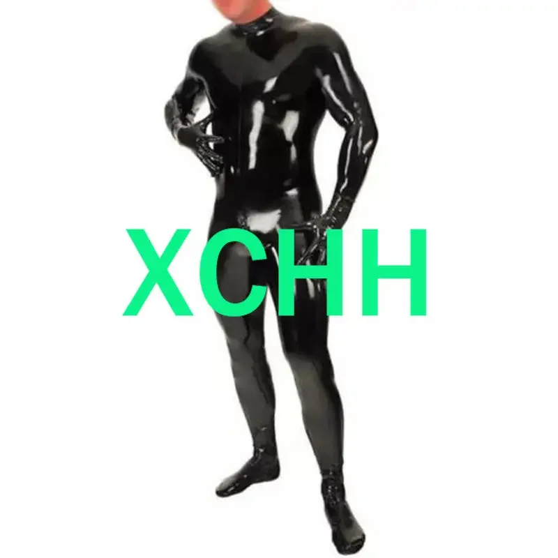

Nature Sexy Latex Man Body Catsuit with Gloves with Back Zippers