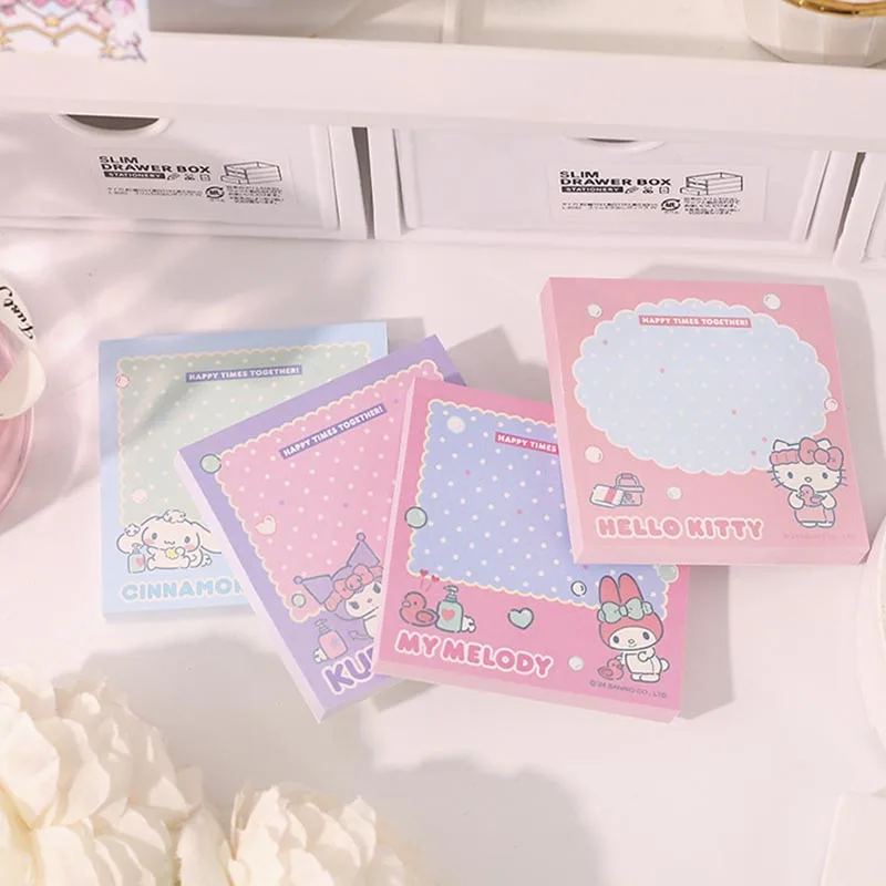 12pcs/lot Sanrio Kitty Memo Pad Kawaii Kuromi Melody Sticky Notes Stationery Label Notepad Planner Sticker Post School Supply