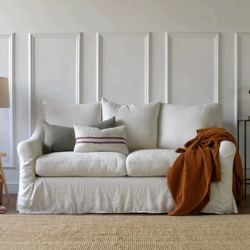 2025 new Japanese-style wabi sofa, fabric linen fully dismantled and washed B & B, small apartment living room double triple