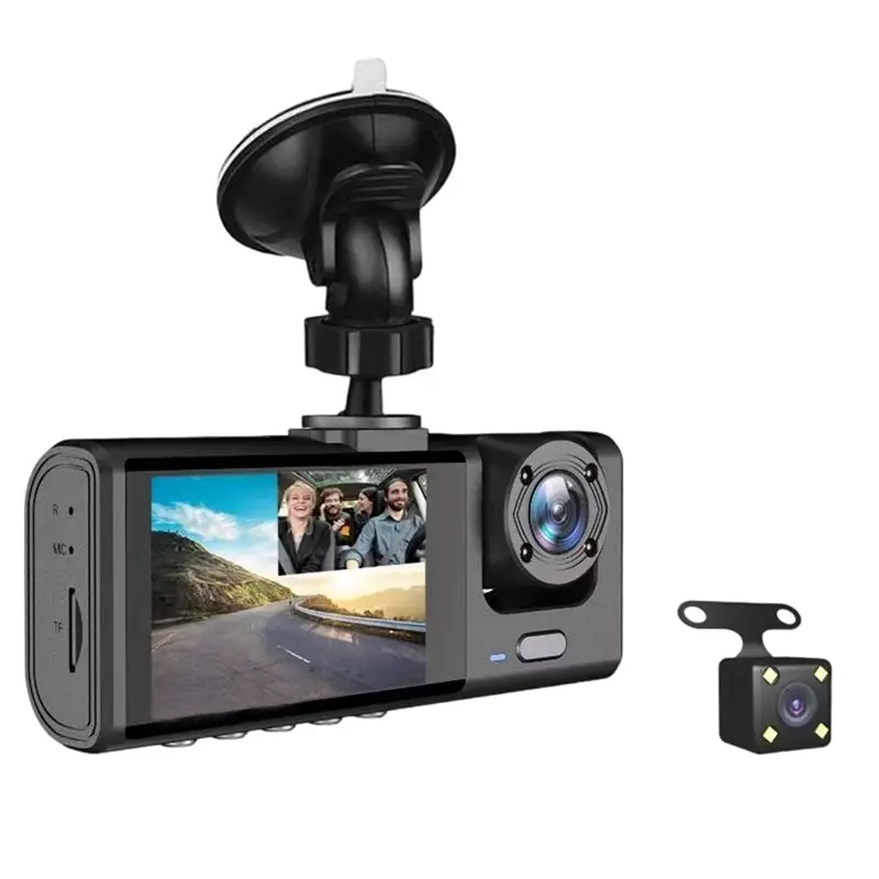 ABUO-3 Channel WIFI APP Car DVR 1080P Dash Cam For Cars Dual Len Car Recording Camera With Rear View Camera Car Accessory