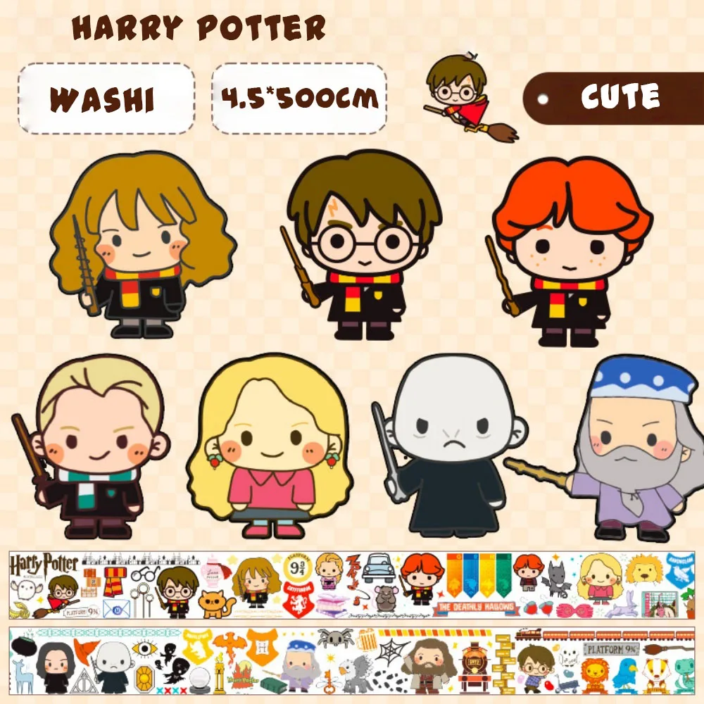 Cintas Washi de Harry Potter auténticas, Hermione Ron Dumbledore, suministros para álbum de recortes, pegatina, Cinta Adhesiva, decoración, juguetes para niñas, regalo