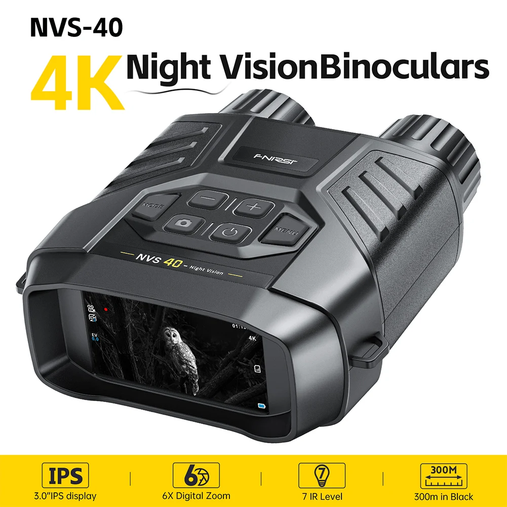 

FNIRSI NVS-40 Телескоп 4K HD Бинокль Очки ночного видения 6-кратный цифровой зум 300 м Охота Кемпинг Прицел дневного и ночного двойного назначения