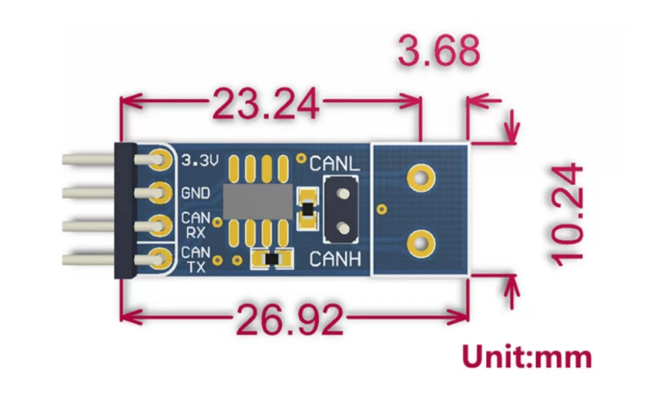 Placa CAN N65HVD230, placa de accesorios utilizada para conectar MCUs a la red CAN, 3,3 V, Protección ESD