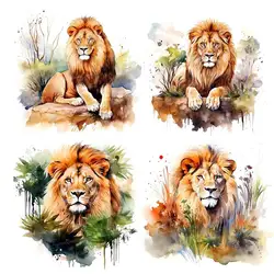 Lion Watercolor Sticker Living Room sofa background decoration wallpaper for Home Decor Wall Sticker Room Art Decals M880