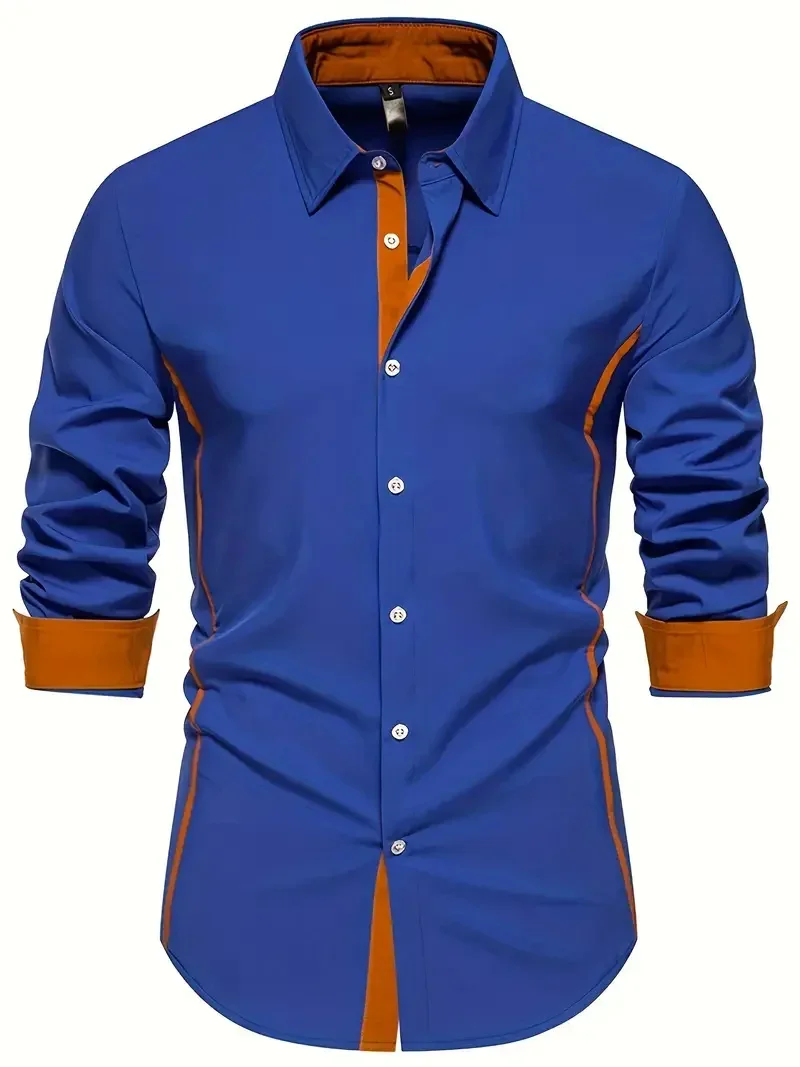 زهور كبيرة مجعد العشب الطباعة الطبيعية الباروك الرجال قميص فاخر عادية زر احتفالي مريح كم طويل زي #1