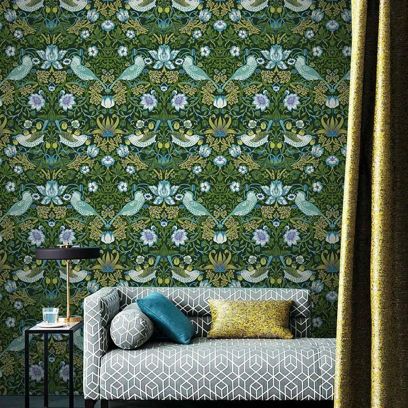 Vintage William Morris Strawberry Thief Wallpaper Non-Pasted Floral Bird Wall Paper for Living Room Bedroom Home Decor 2026 New