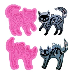 Shiny Mirror Cat Skeleton Keychain Epoxy Resin Silicone Mold DIY Handmade Jewelry Gift DIY Chemical Bone Chinchilla Drip Molds