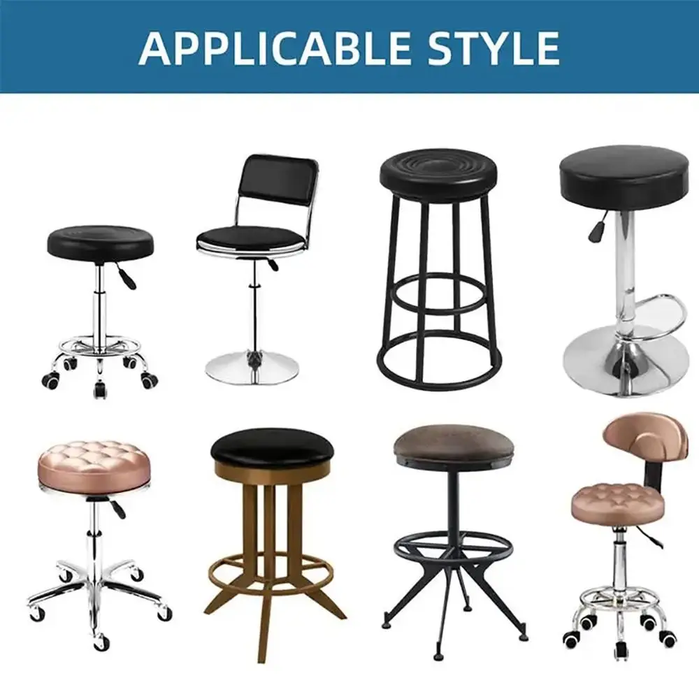 1Pcs PU Leather Chair Seat Cover with Elastic Bands Waterproof Round Chair Cover Slipcover 28-40cm Stool Seat Cushion Cover