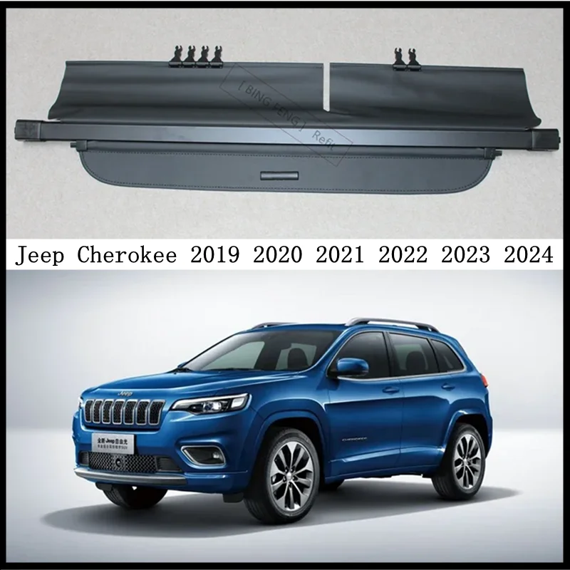 

Rear Cargo Cover For Jeep Cherokee 2019 2020 2021 2022 2023 2024 Privacy Trunk Screen Security Shield Shade Modification Parts