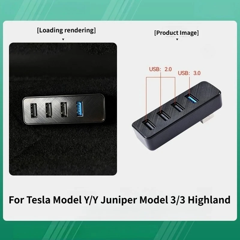 HUB For Tesla Model 3 Y Highland Juniper 2025 Glove Box Docking Station USB Expansion Connect Games Ambient Lights Accessories