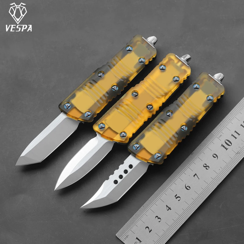 

VESPA Mini Knife 420 stainless steel clip M390 blade 7075 aluminum +PEI handle Outdoor camping survival tool utility knife