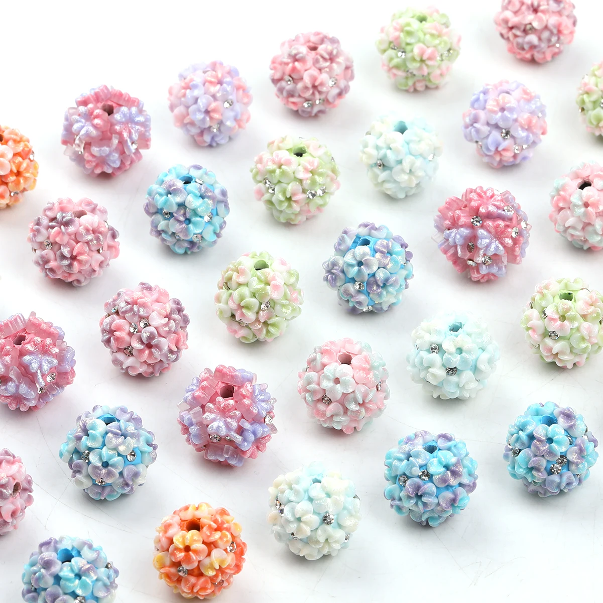 Vintage Beads & Mix Color Acrylic Flower Ball beads, Smooth Surface Circle Acrylic Flower Beads, 5pcs 18mm Bright Surface