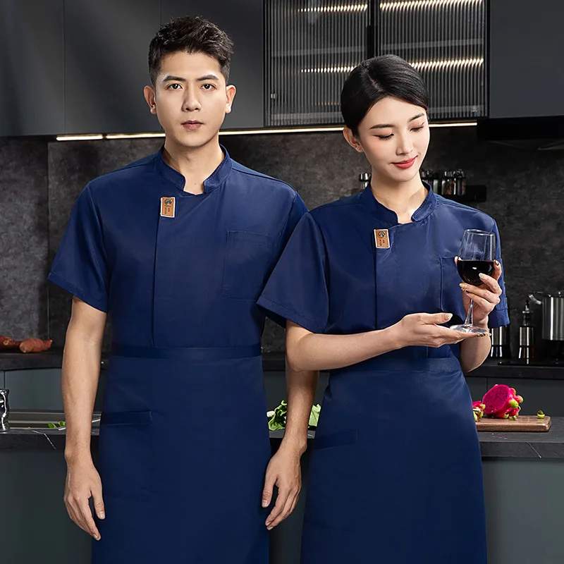 ケーキショップウェイター作業服レストランキッチン夏薄いシェフ制服西洋レストラン従業員キッチン服