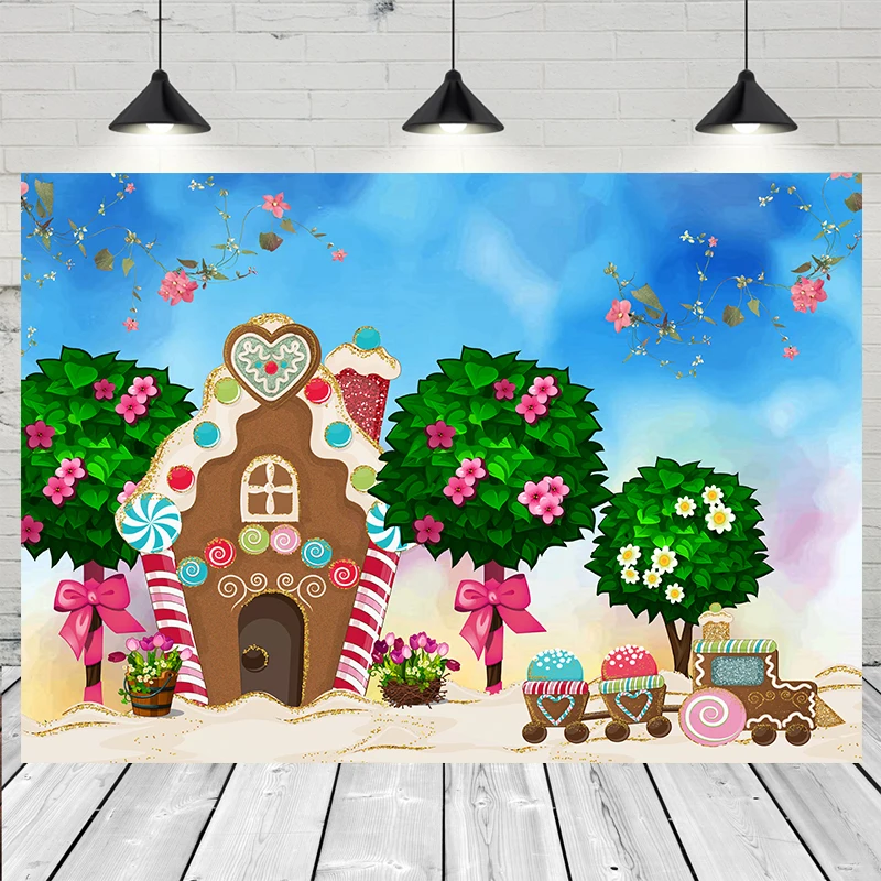 

Candy Bar Shop Theme Personalized Decor Backdrop Ice Cream Lollipop Baby Birthday Party Photography Background Photo Studio