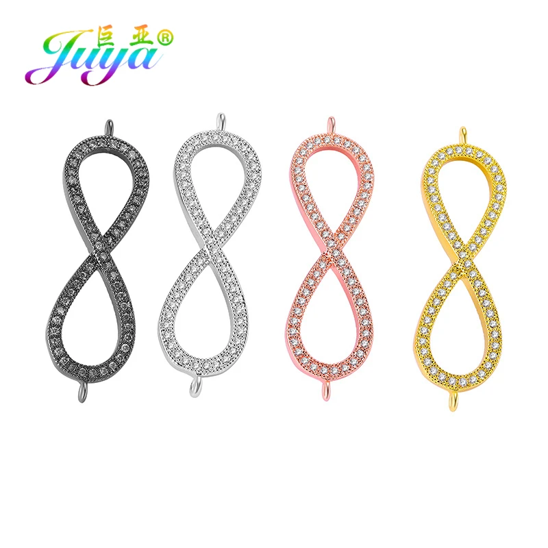 Juya Micro Pave циркон 18 К позолоченный крест бесконечность подвески разъемы аксессуары для DIY женские модные браслеты Изготовление