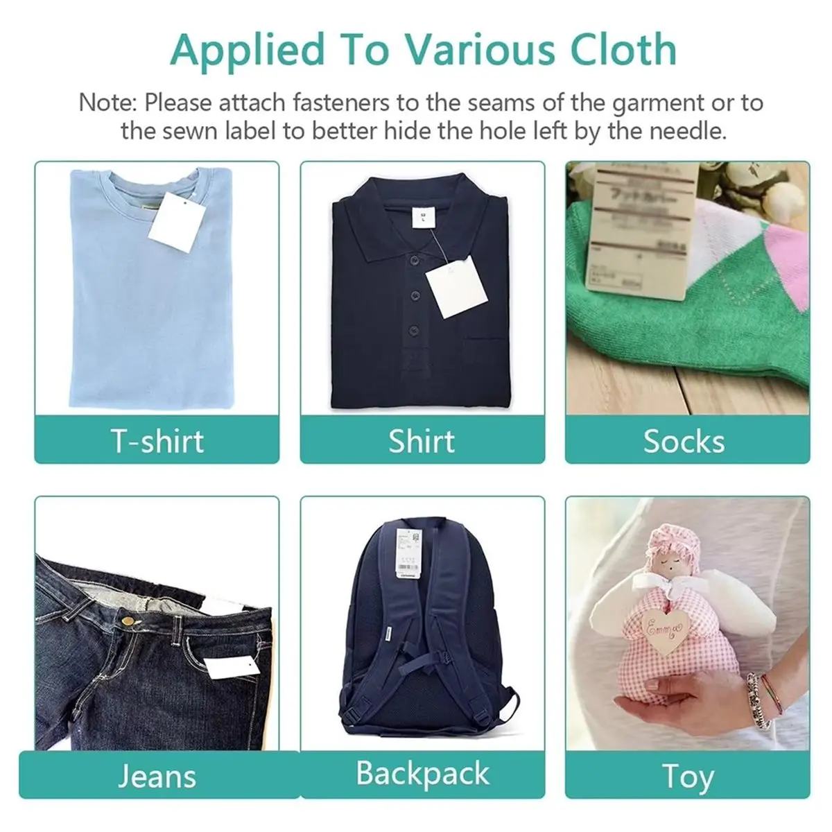 Price Tagging for Clothing, Standard Retail Price Tag Attacher for Clothes with 5 Needles 1000pcs 2' Fasteners