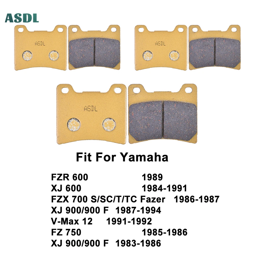 Motorcycle Front and Rear Brake Pad Kits for Yamaha FZR600 XJ 600 900 FZX700 S/SC/T/TC Fazer V-Max 12 1991-1992 FZ 750 1985-1986