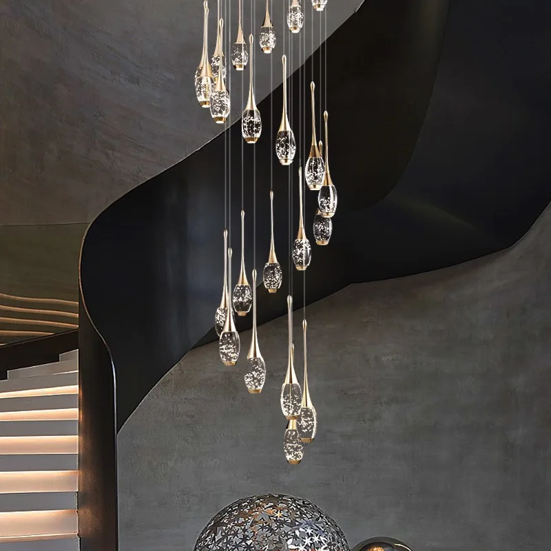 Novelty Bowling Ball led Crystal Chandelier for Villa hall Stair Lighting lustre de cristal Hotel project staircase Chandeliers