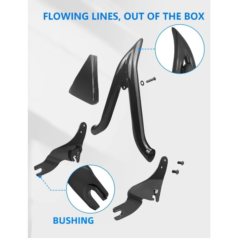 قضيب سيسي طويل القامة من BELZAR مقاس 26 بوصة لدراجة Harley Davidson Touring مسند ظهر للركاب قابل للفصل مناسب لـ CVO Road Glide Road King Str