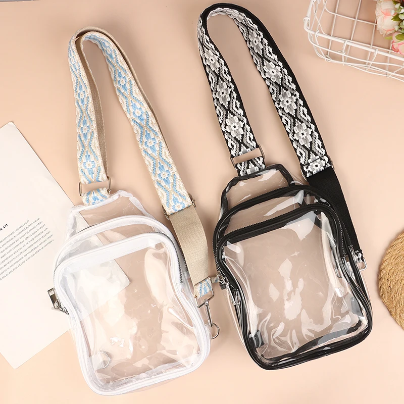 

Women Clear Shoulder Bag Stadium Approved PVC Concert Transparent Purse Simple Crossbody Bag With Front Pocket Casual Handbag