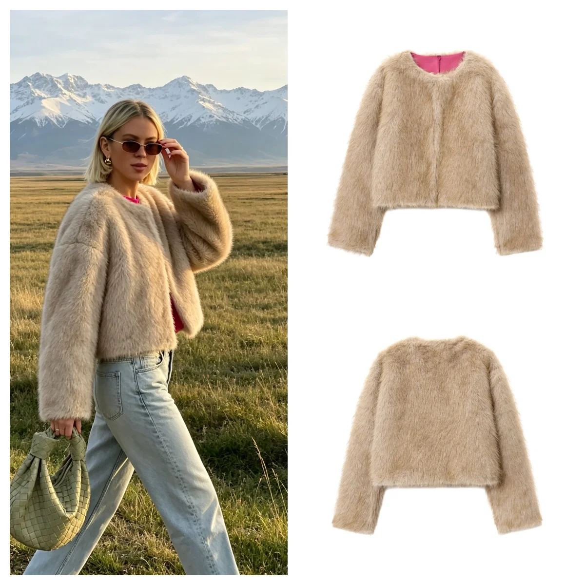 2026 Fashion Women's Artificial Fur Effect Short Jacket Winter Female Thick High Street Vintage Loose Warm Streetwear