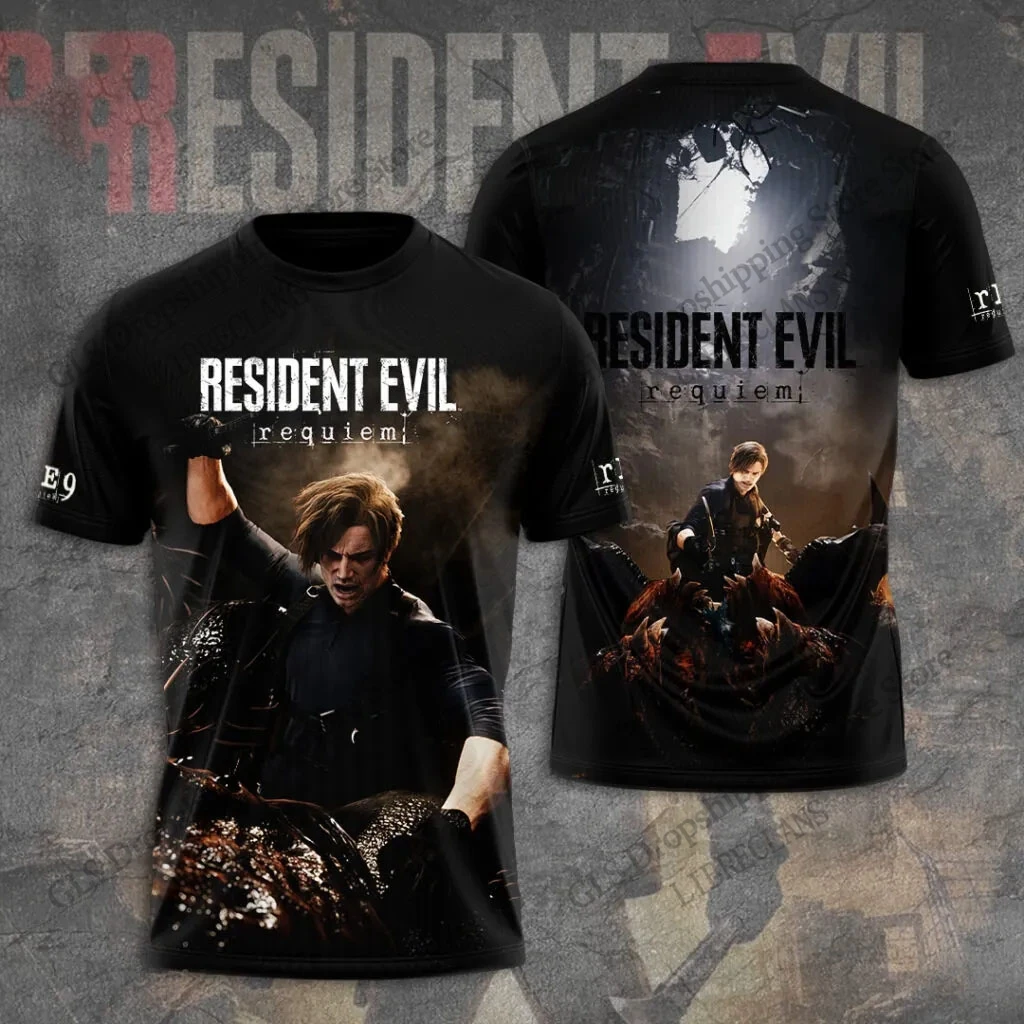 Sommer Neu Vintage Resident Evil 3D-Druck T-Shirt Herren Damen Mode Hip Hop Übergröße Streetwear Kurzarm Tops Tees Kinder – Detail 12