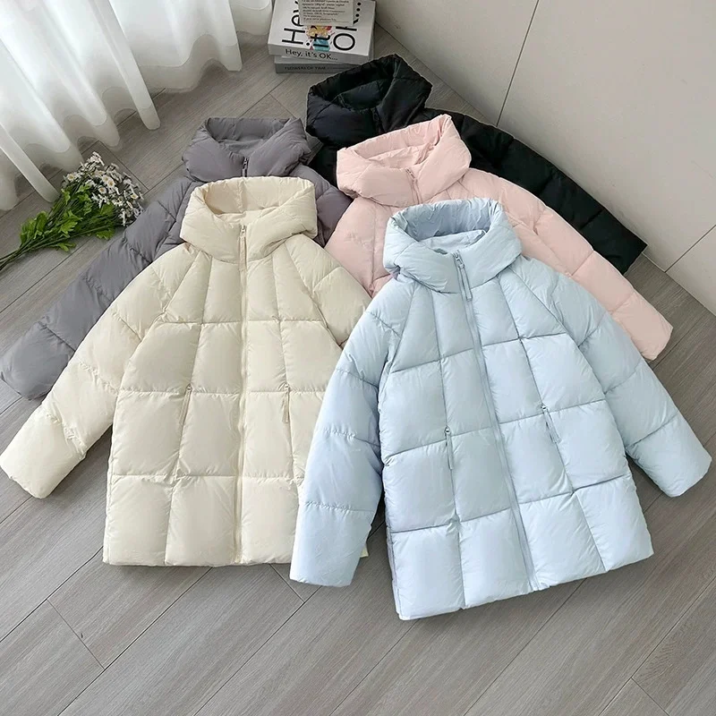 

2025 Fashion Long Cotton-padded Coat Women Winter Parkas Hooded Thicken Warm Loose Outerwear Streetwear Schoolgirl Bread Jackets