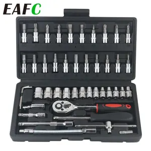 46 pcs/53 pcs car repair tool kit 1/4 inch socket set car repair tool Torque switch combo automatic repair set mechanical tool 8 Main Sales Mechanical Tools - №2