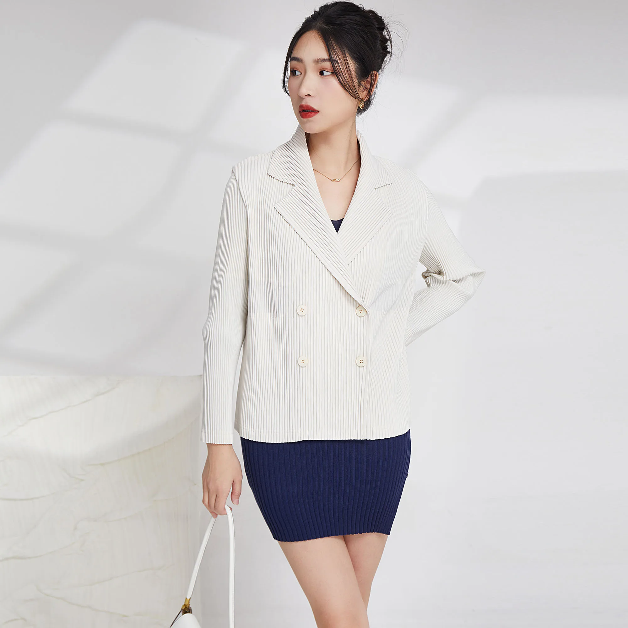 Spring Autumn New Solid Color Fashion Round Neck Long Sleeve Blazers Women High Street Casual Loose Cardigan Elegant Office Tops