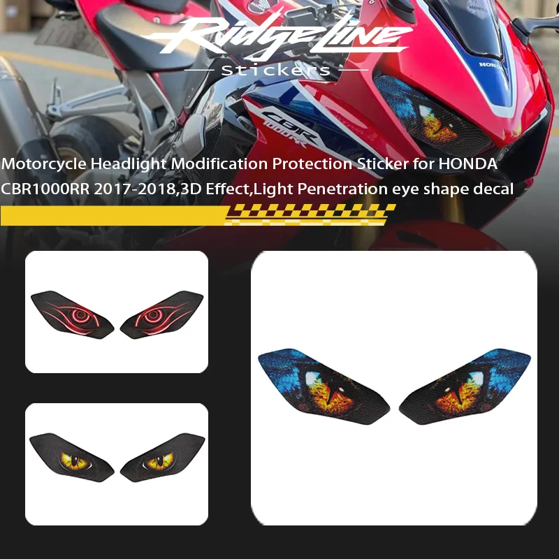 

Motorcycle Headlight Modification Protection Sticker for HONDA CBR1000RR 2017-2018,3D Effect,Light Penetration eye shape decal