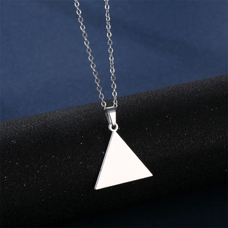 Stainless Steel Necklaces earrings set Fashion Pendant Style Geometric Triangle Chain Necklace Women Jewelry Party Friend Gifts