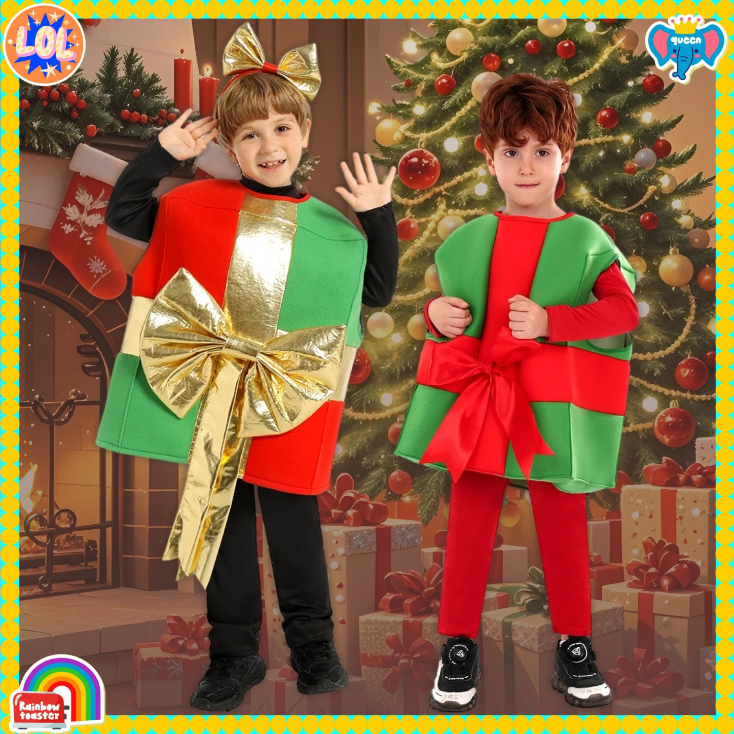 Holiday Parties & Shows Costumes: Children's Santa Claus and Gift Box Styles for Christmas Performance