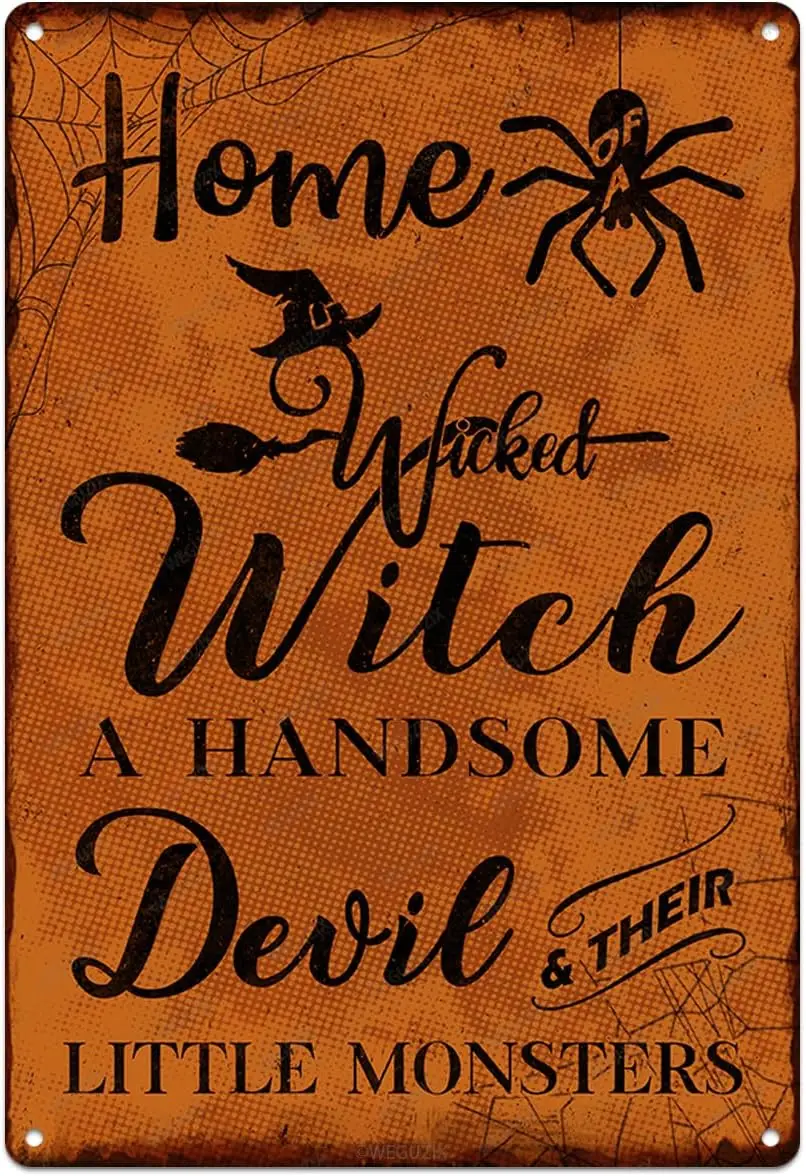 Halloween Decorations Funny Metal Signs Retro Art Poster All Saints' Day Decor for Home Kitchen Bedroom Porch Yard Outdoor