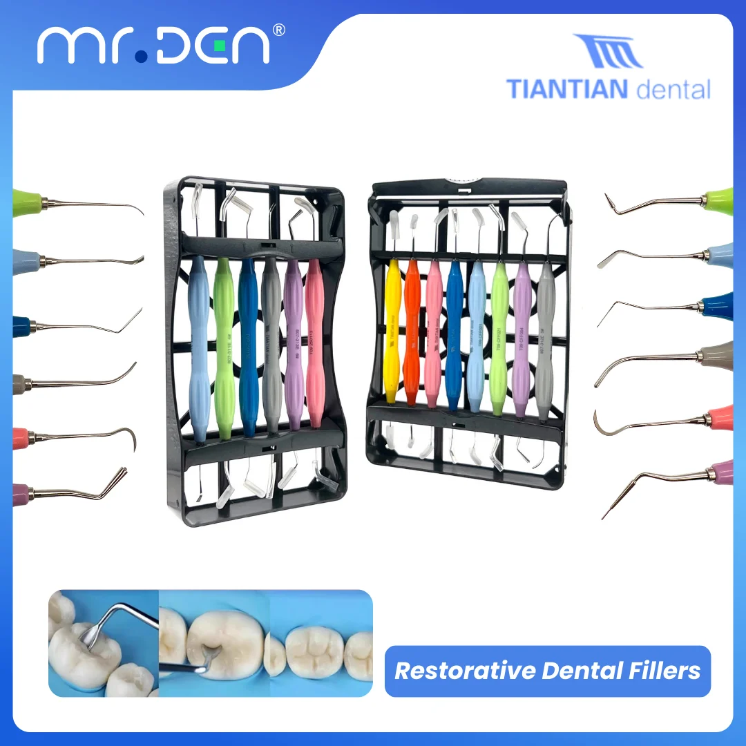MR DEN Dental Resin Filler Set Aesthetic Restoration Kit with Silicone Handle Dental Resin Knife Spatula Plastic Tool