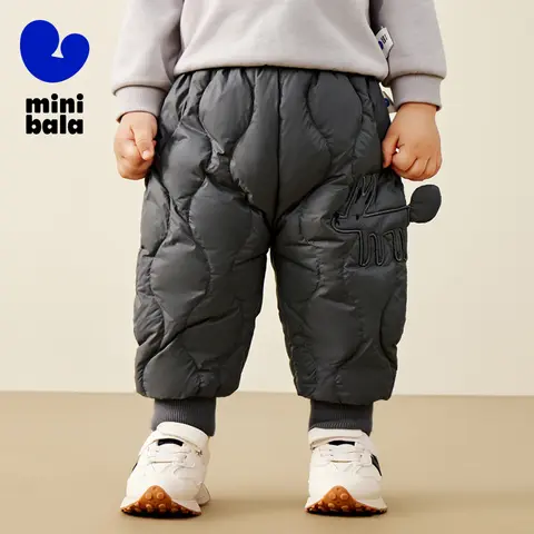 미니 발라 아웃도어 바지 어린이 가을 및 겨울 2025 신상 삼중 방수 하이웨이스트 따뜻한 다운 바지 남녀 공용