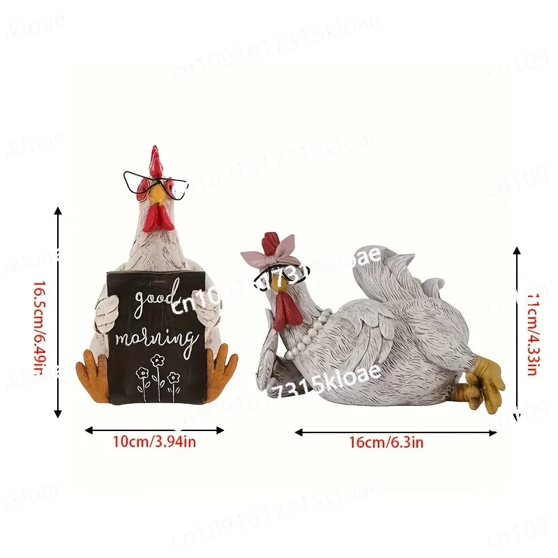 Good Morning Rooster and Hen Resin Ornament