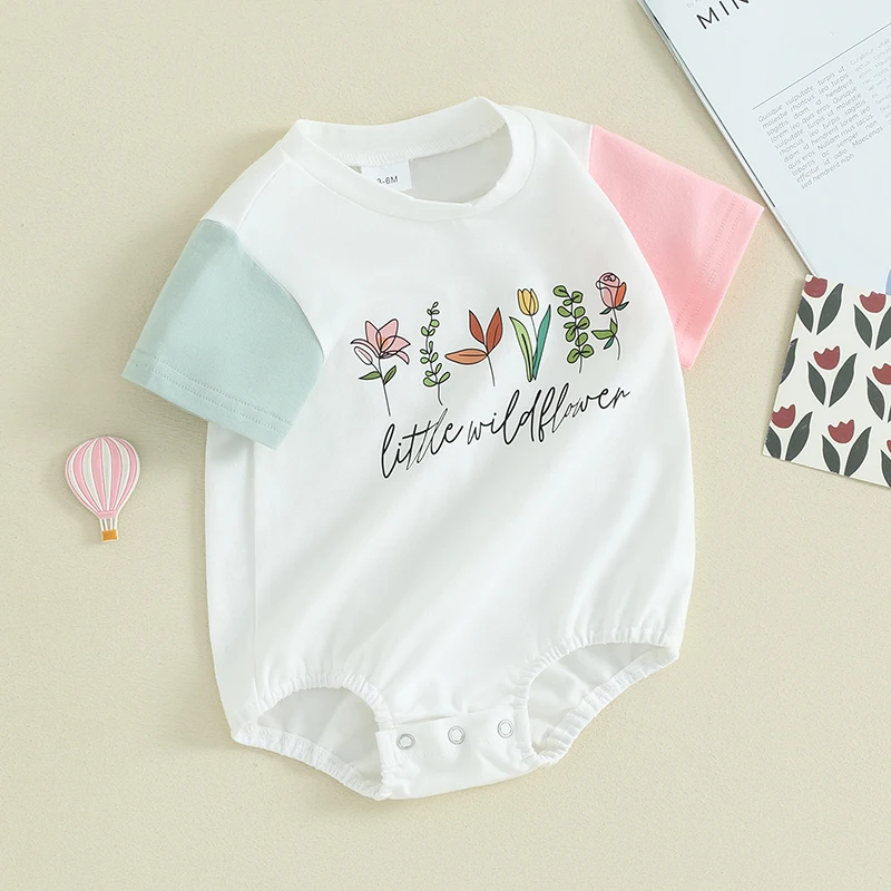 Newborn Baby Girl Fall Clothes Long Sleeve Crewneck Sweatshirt Romper Color Block Shirts Oversized Sweater