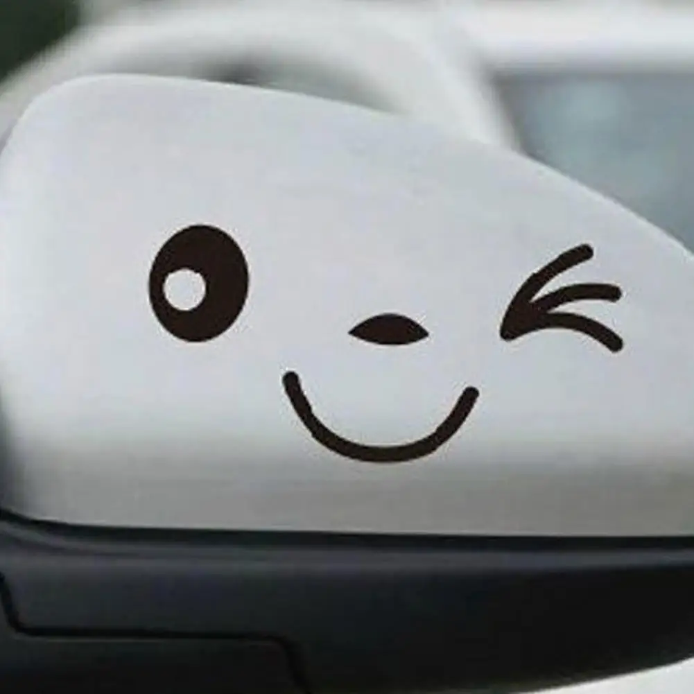 2Pcs Beautiful Car Decal Compact Exterior Car Sticker Exterior Smiling Eye Face Sticker  Lovely