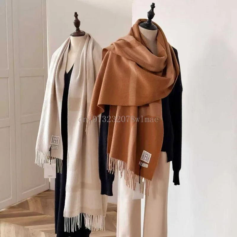 المرأة 100% وشاح من الصوف الفاخرة الشتاء الباشمينا شالات سميكة الدافئة بطانية يلتف مع شرابة الإناث رسالة الرقبة وشاح الكشمير