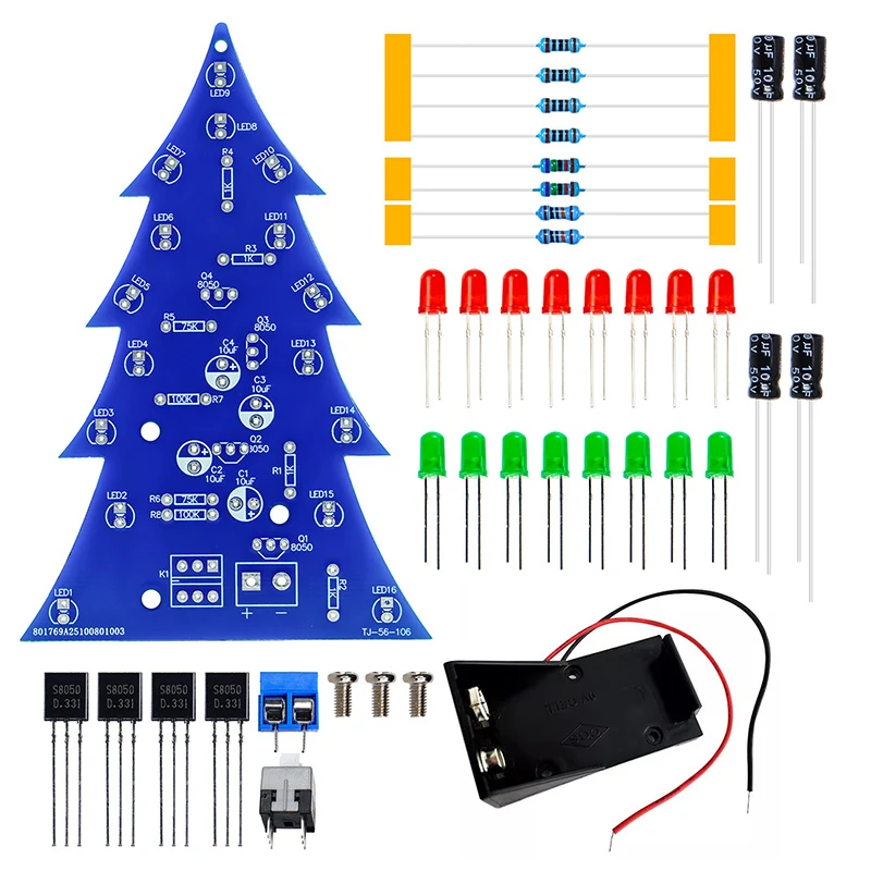 Christmas Tree Led Color Flow Circuit Board Welding Practice Board Welding Kit DIY Practice Teaching Circuit Board
